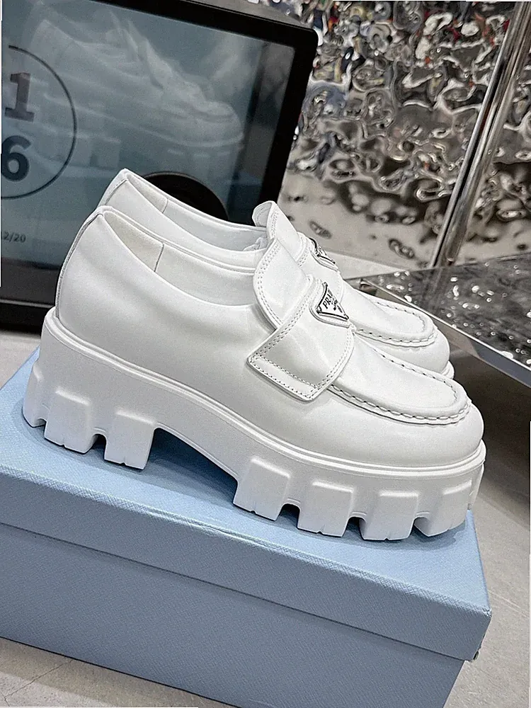 Prada Monolith Damen Weiß Loafer Schuhe Gr. 39