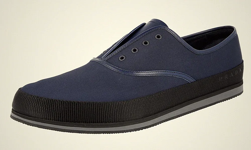 PRADA Nylon St. Tropez Slip-on Sneaker Loafer - 4E3114 - Blau - NEU