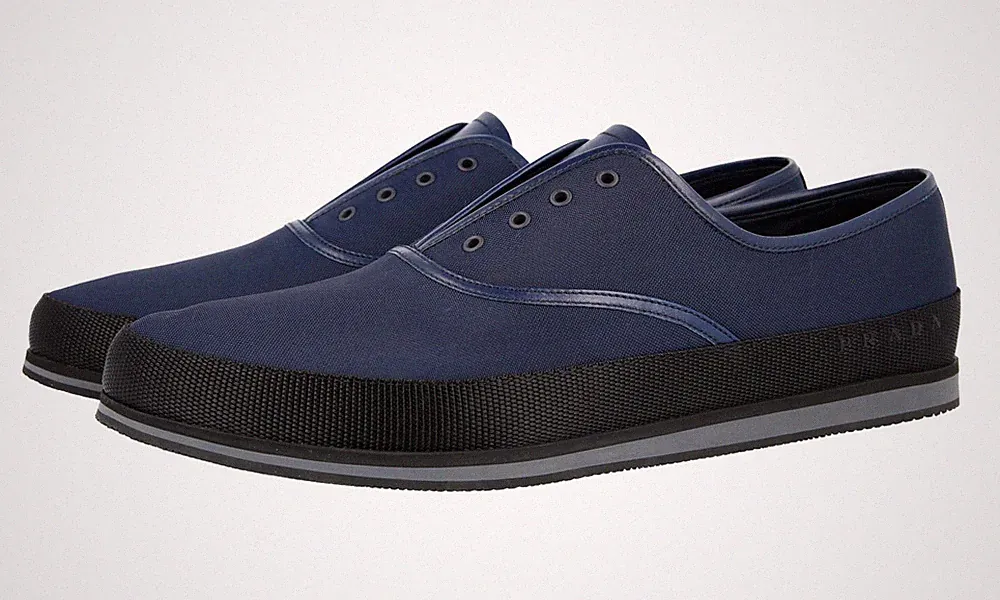 PRADA Nylon St. Tropez Slip-on Sneaker Loafer - 4E3114 - Blau - NEU