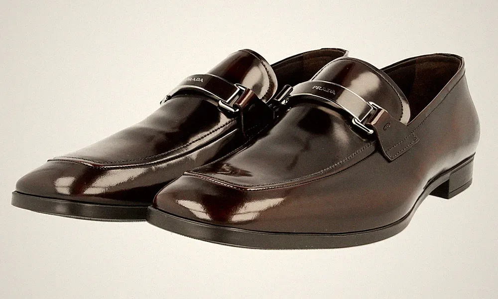PRADA Polierte Leder Loafer Business Schuhe - 2DC100 - Braun - NEU - 8,5 42,5
