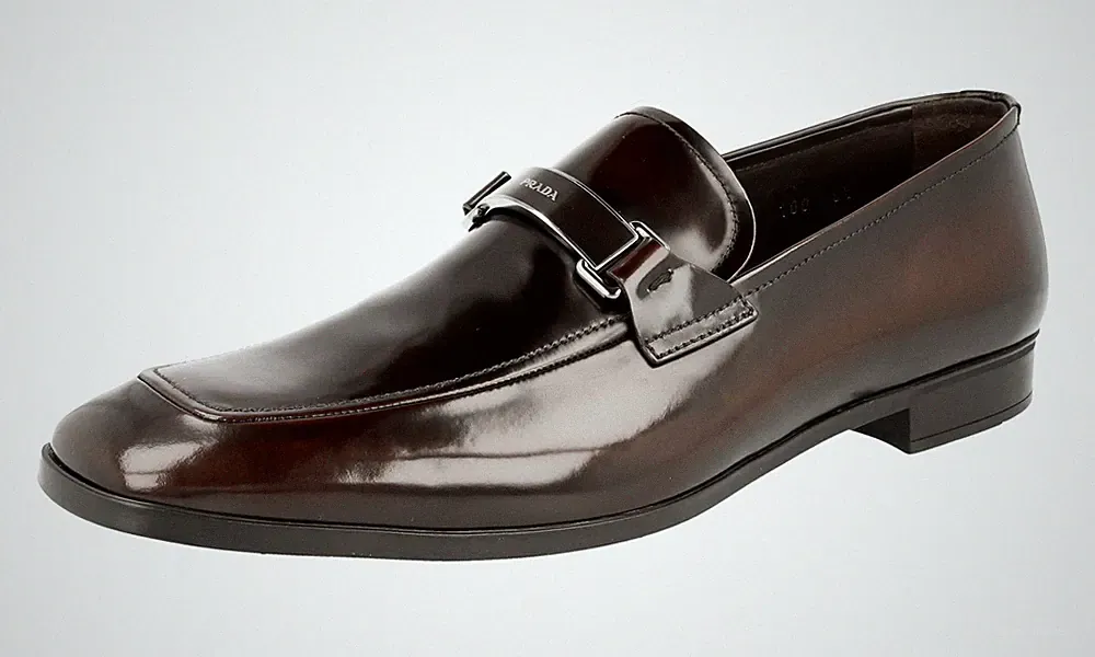 PRADA Polierte Leder Loafer Business Schuhe - 2DC100 - Braun - NEU - 8,5 42,5