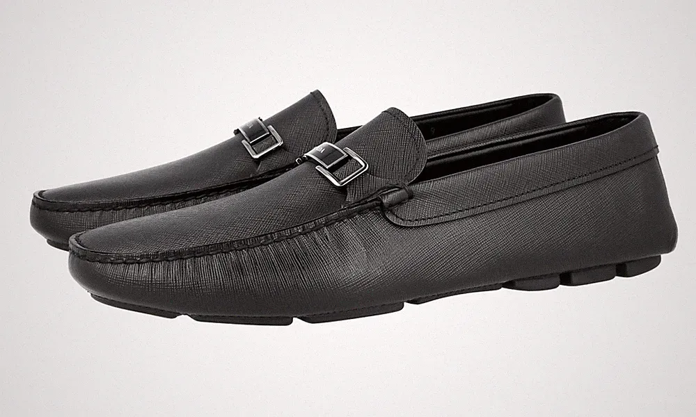 PRADA Saffiano Leder Driving Loafer Mokassins - 2DD163 - Schwarz - NEU - 11 45