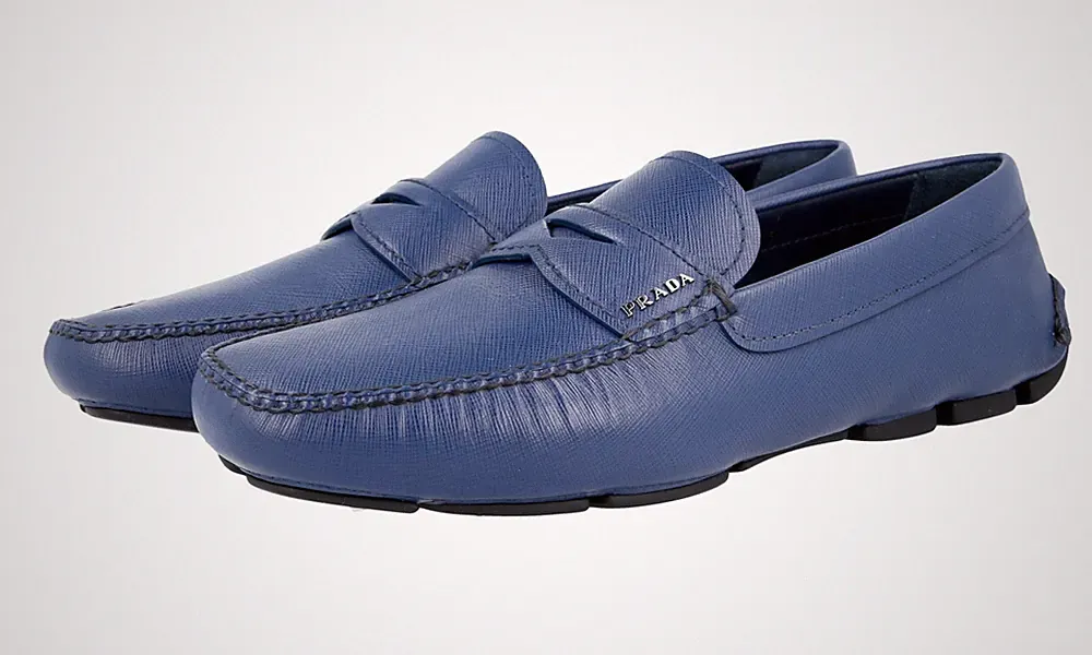 PRADA Saffiano Leder Driving Loafer Schuhe - 2DD001 - Bluette - NEU