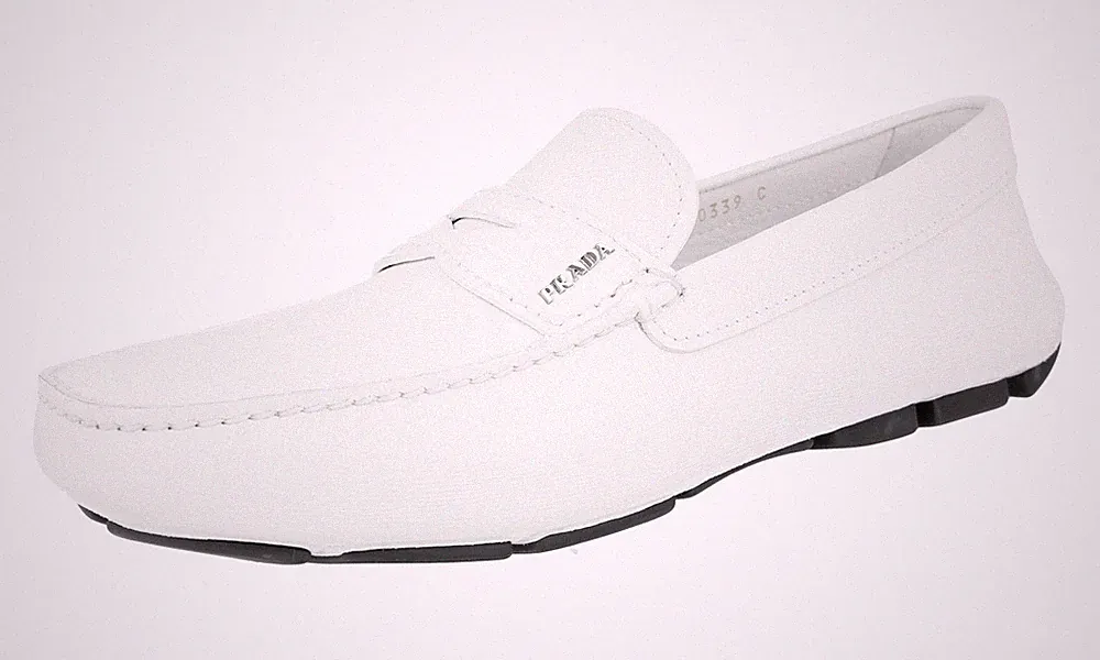 PRADA Saffiano Leder KROKO Driving Schuhe Loafer - 2DD151 - Weiss - NEU
