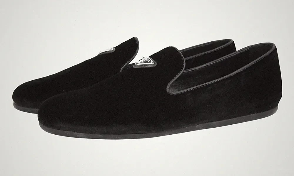 PRADA Samt Logo Loafer Slipper Anzug Schuhe - 2S2974 - Schwarz - NEU