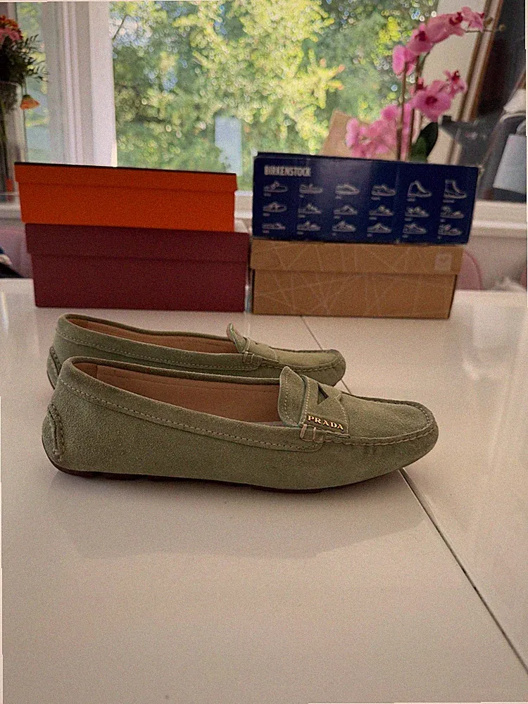 PRADA Suede Driving Loafers Leder Gr. 36.5