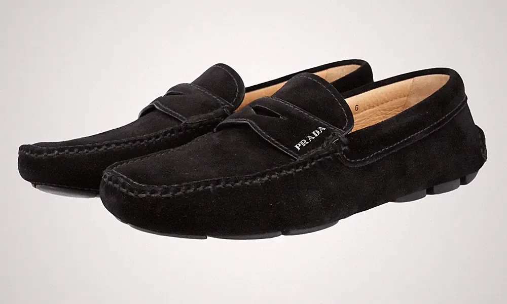 PRADA Wildleder Driving Loafer Schuhe - 2DD001 - Schwarz - NEU - 5,5 39,5