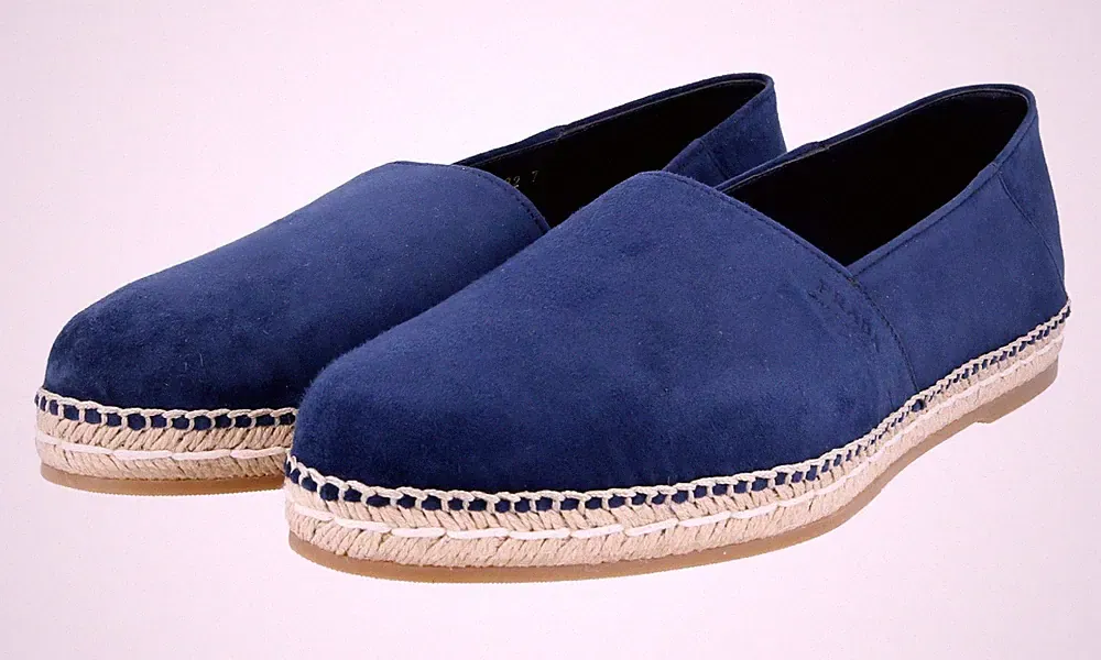 PRADA Wildleder Loafer Espadrilles Schuhe - 2DE092 - Blau Beige NEU - 7 41