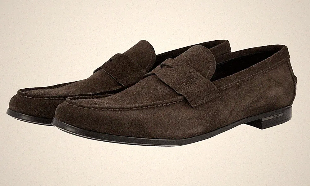 PRADA Wildleder Penny Loafer Slipper Schuhe - 2DA119 - Braun - NEU