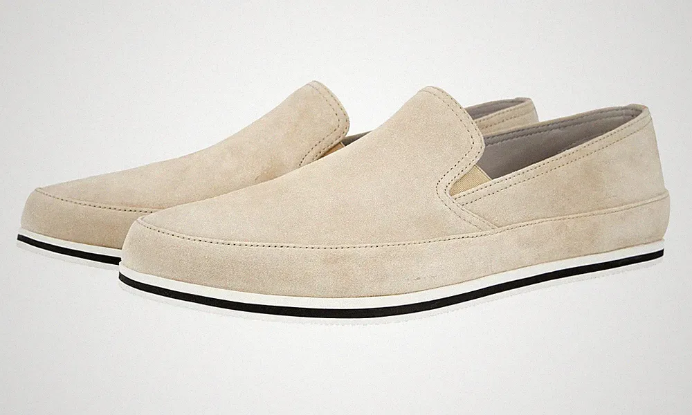 PRADA Wildleder St Tropez Slip-on Loafer Sneaker - 4D3224 Beige NEU - 6,5 40,5