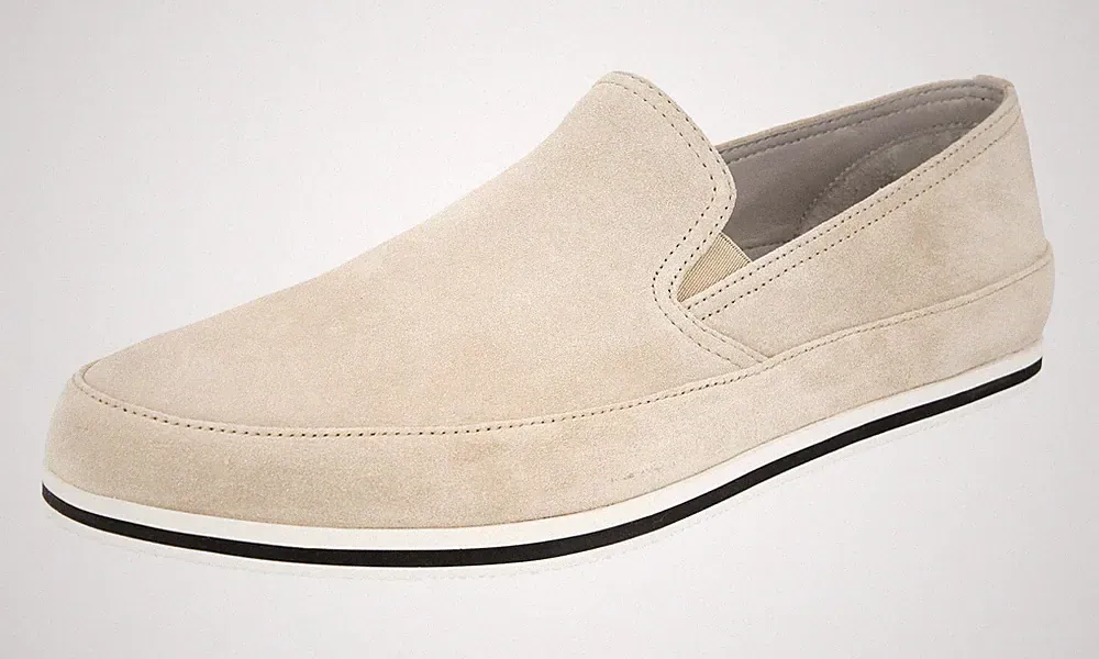 PRADA Wildleder St Tropez Slip-on Loafer Sneaker - 4D3224 Beige NEU - 7,5 41,5