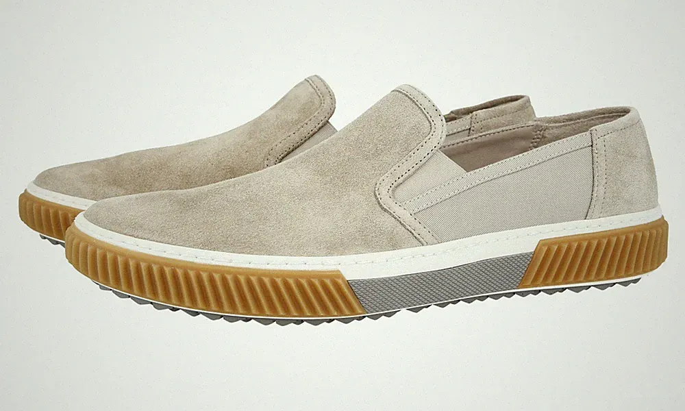PRADA Wildleder Stratus Slip-On Sneaker Loafer 4D3168 Beige NEU - 7,5 41,5