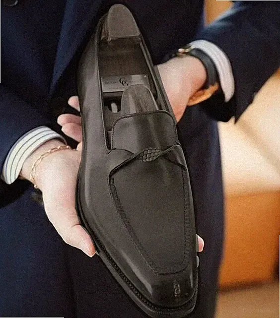 Premium handgefertigte Echtleder Slipper Oxford formelle elegante Schuhe Freizeit Halbschuhe