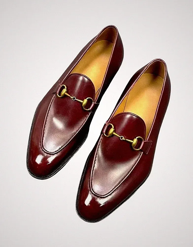 Premium handgefertigte weinrote Leder Mokassin Schuhe formelle elegante Lederschuhe Herren