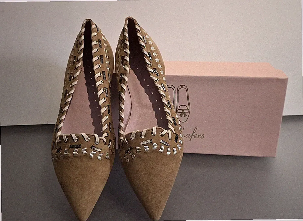 Pretty Loafers Pretty Ballerina braun Gr. 37 hellbraun mit Stickerei