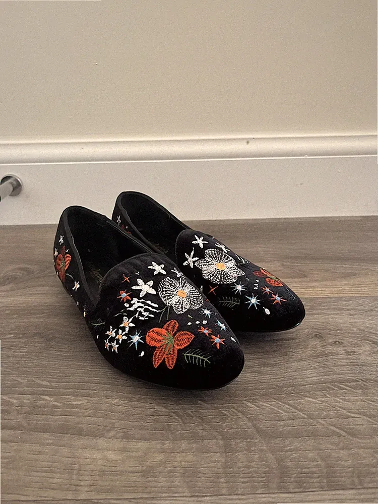 Primadonna Collection Floral Suede Loafers, schwarz, UK7 EU40, einmal getragen, TK Maxx