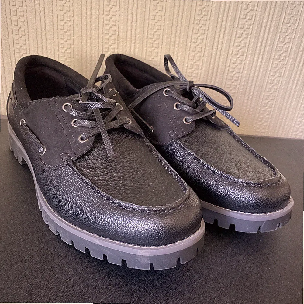 Primark Herren Bootsschuhe Größe 12 Schwarz Schnürschuhe Freizeit Deck Halbschuhe Sommer Smart