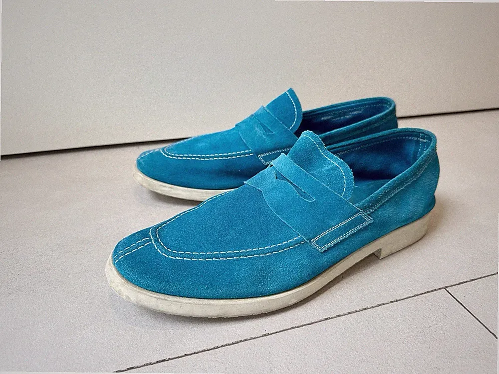 PRINCIPE DI BOLOGNA Damen Loafer Gr. 39 Türkis Veloursleder Made in Italy