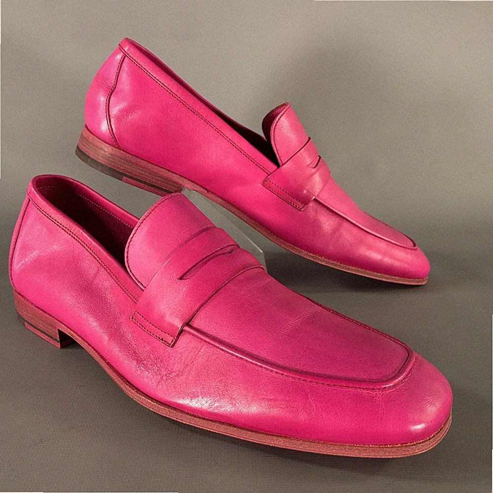 PS by PAUL SMITH Größe 7 Rosa Leder Slip-On Loafer Herren Schuhe