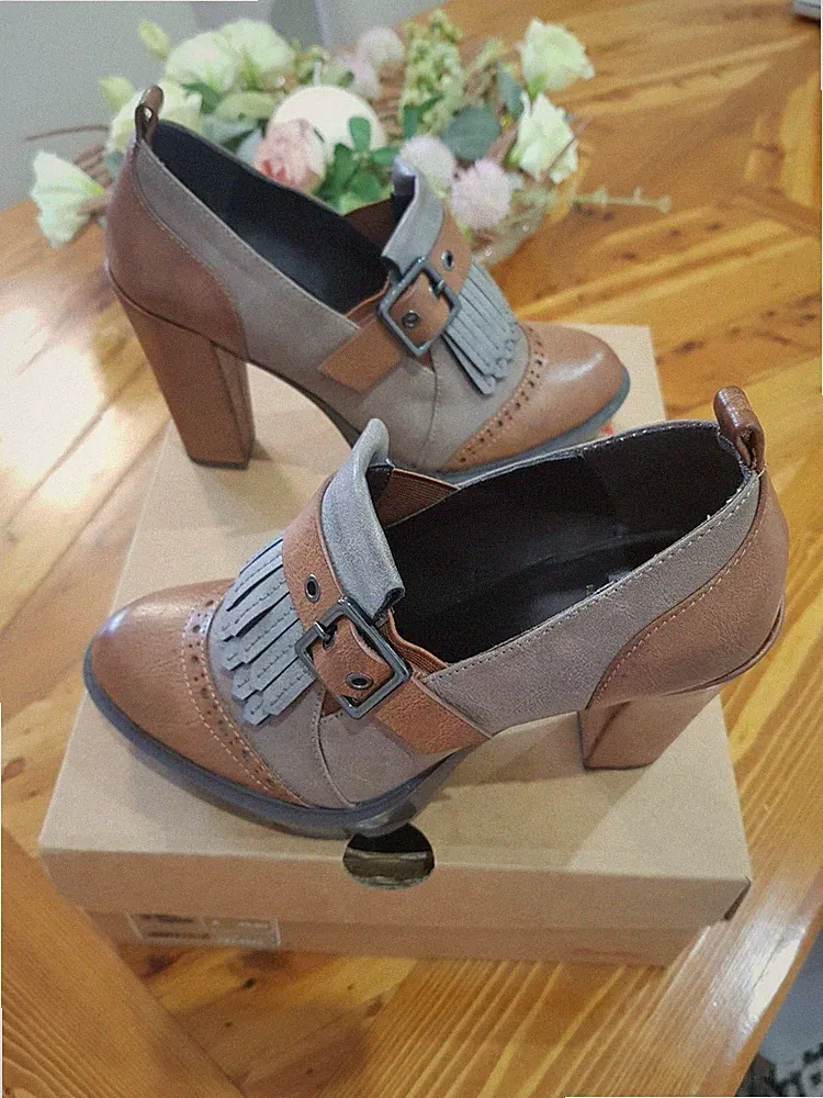 PUMPS HALBSCHUHE MIT ABSATZ UND PLATEAU BATA NR. 37 HELLBRAUN BEIGE LEDER