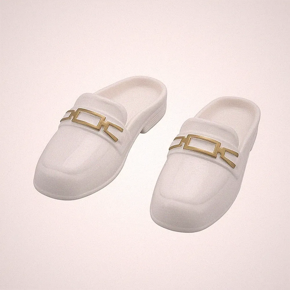 Puppenpantoletten mit Goldkette realistisch Maßstab 1/6 Puppenhalbschuhe stilvoll
