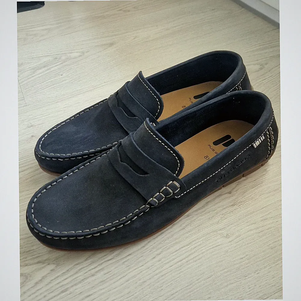 PUS GABOR Herren Slipper Loafer Wildleder Blau EU 43 Lederfutter Komfort