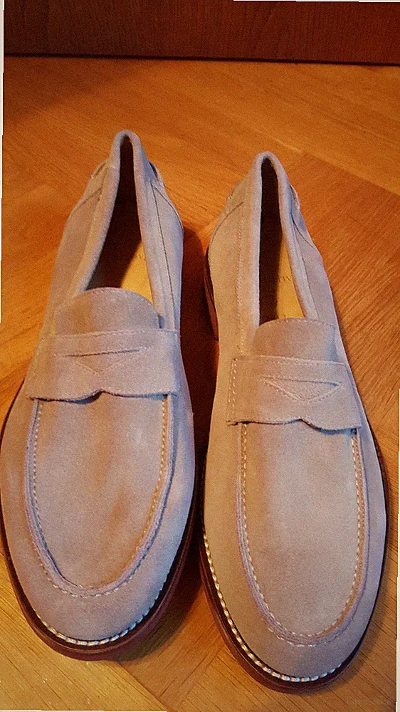 RALPH LAUREN BEIGE SUEDE PENNY LOAFERS DRESS SHOES US 12 EUR 45/46 UK 11