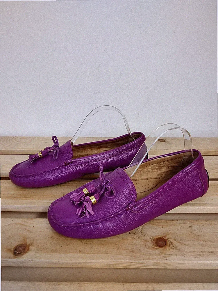 Ralph Lauren Damen Cassady Leder Quaste Halbschuhe Lila UK 6 Fahrschuhe