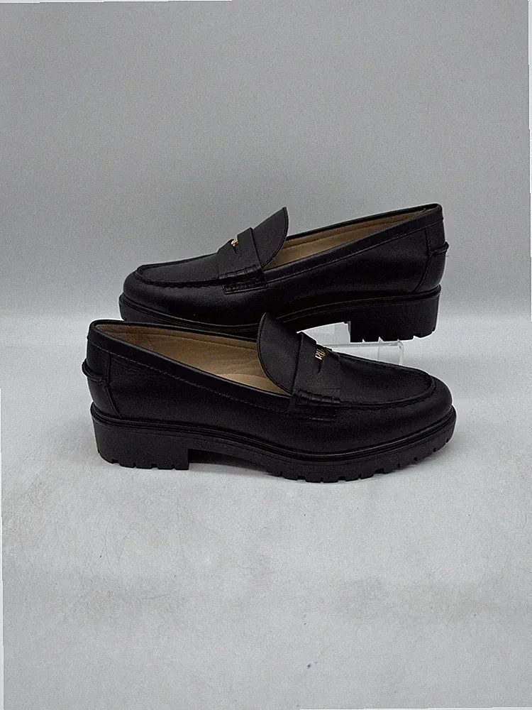 Ralph Lauren Damen Marli Leder Penny Loafer Schwarz UK 6 EU 39 Neu