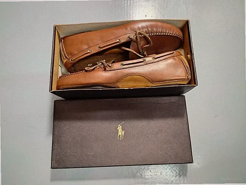 Ralph Lauren Herren Braun Leder Halbschuhe Mokassins - Made in Brazil - Größe EU 42