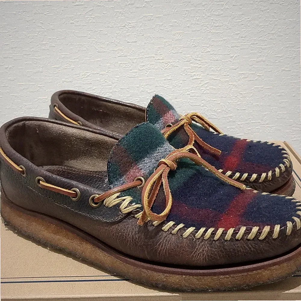 Ralph Lauren Herren Leder Wolle Halbschuhe 7,5E/26cm Gebraucht Hergestellt...
