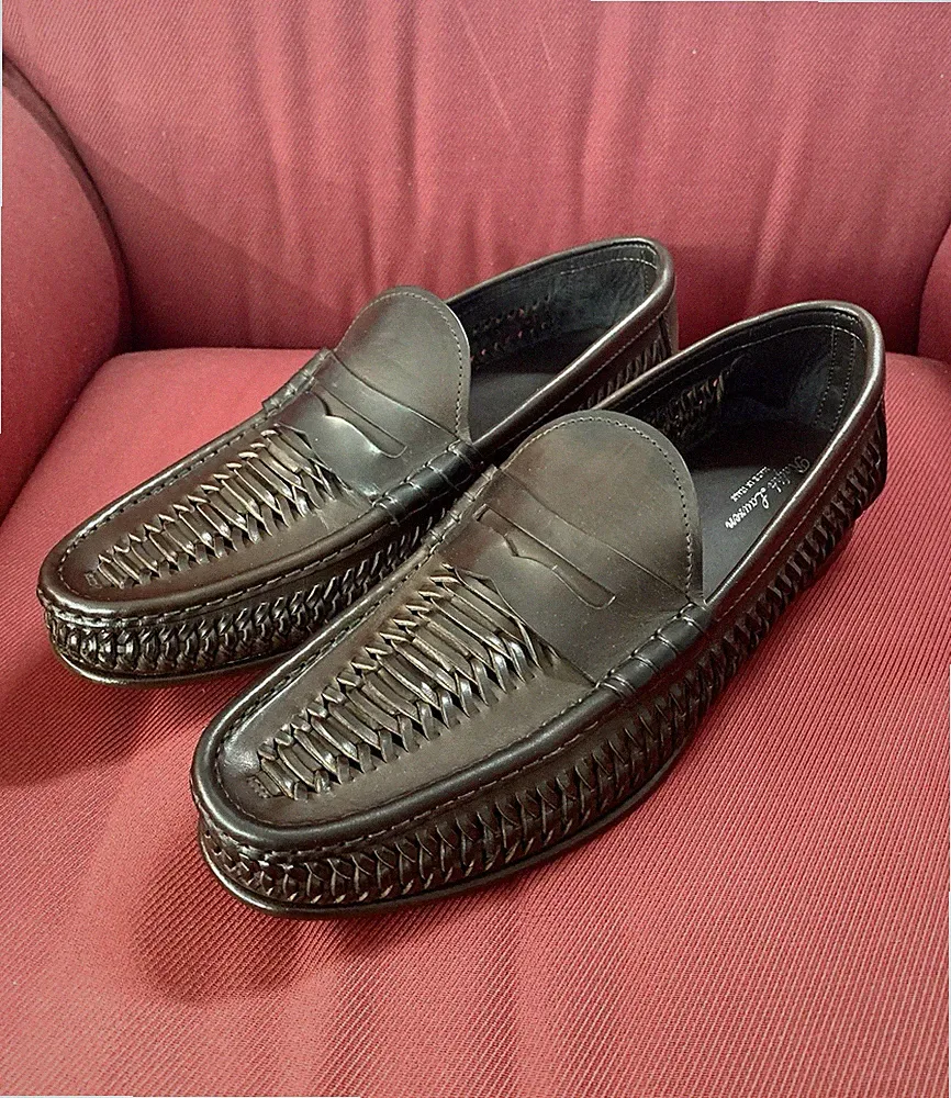 Ralph Lauren Purple Label Chalmers Woven Penny Halbschuhe in Dunkelbraun Gr. 12 Italy