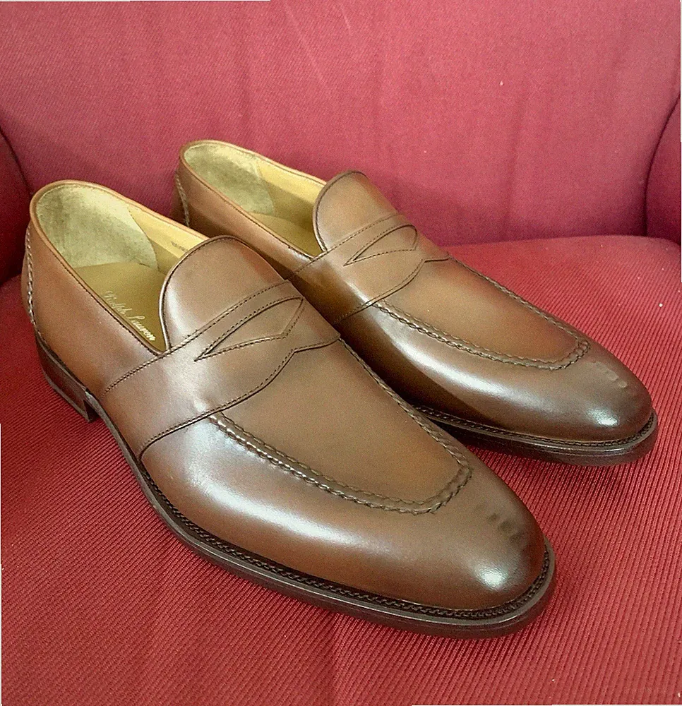 Ralph Lauren Purple Label Meegan Penny Halbschuhe in braunem Kalbsleder Gr. 9