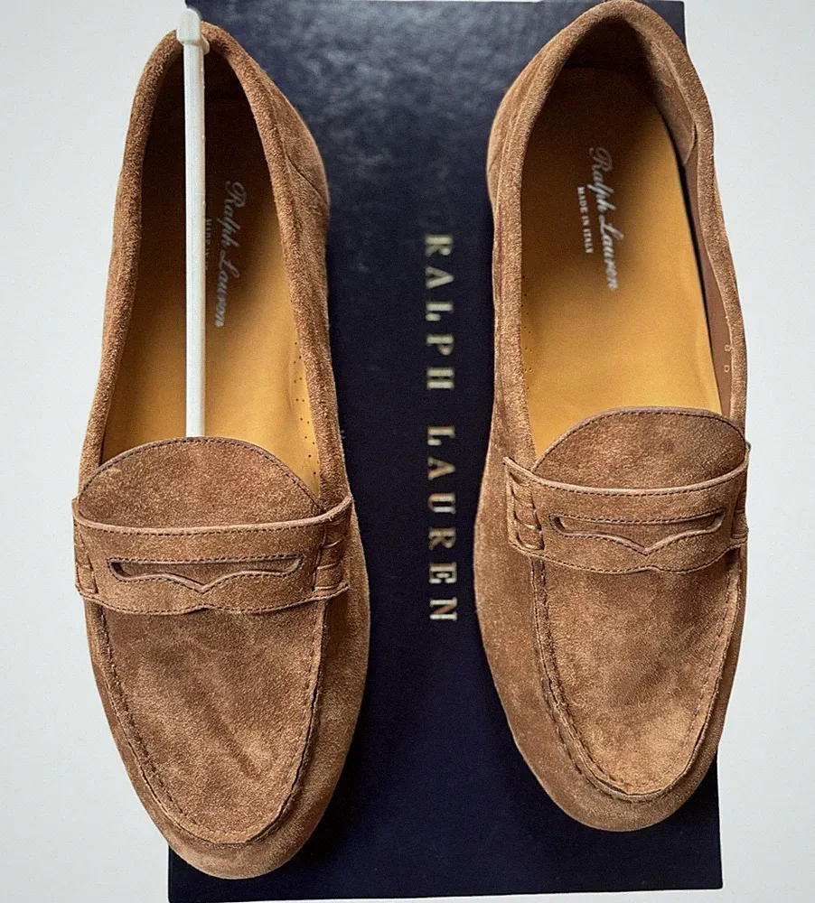 Ralph Lauren Purple Label Penny Loafer braun Wildleder "Collins" Gr. UK 7 UVP 735£