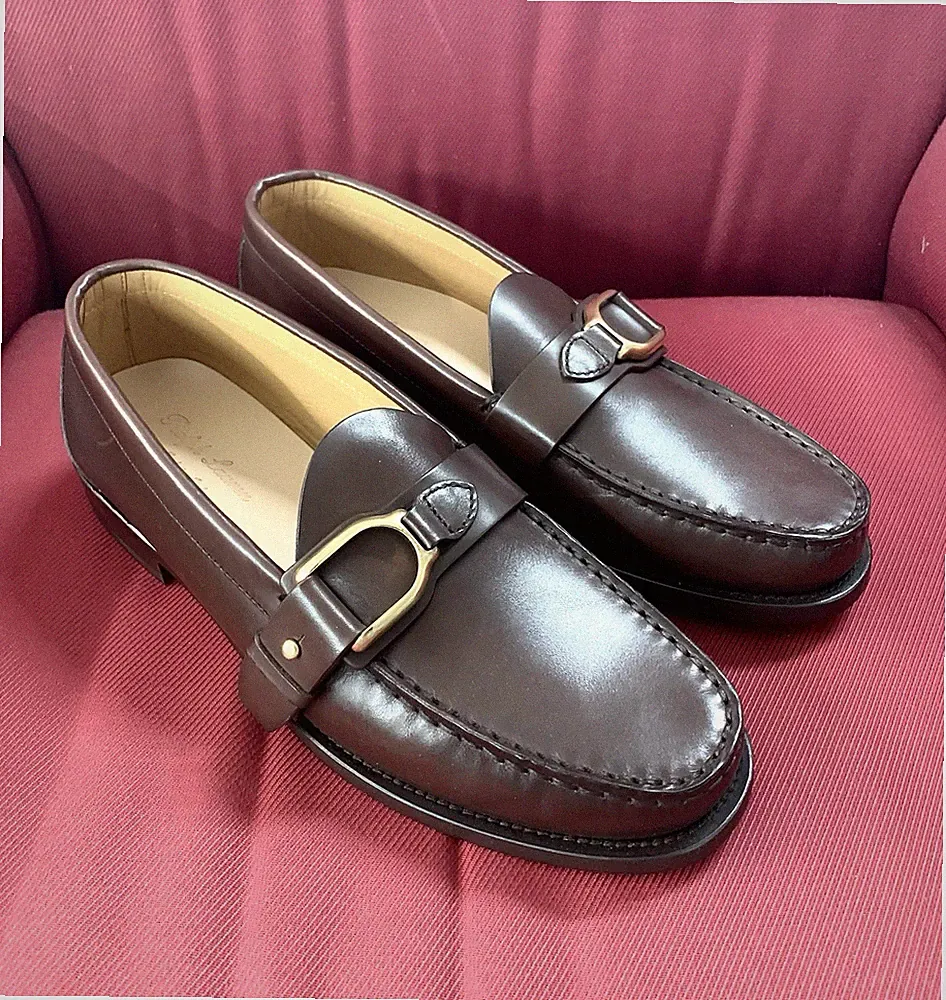 Ralph Lauren Purple Label Perrin Penny Halbschuhe in braunem Kalbsleder Gr. 9 E Italy