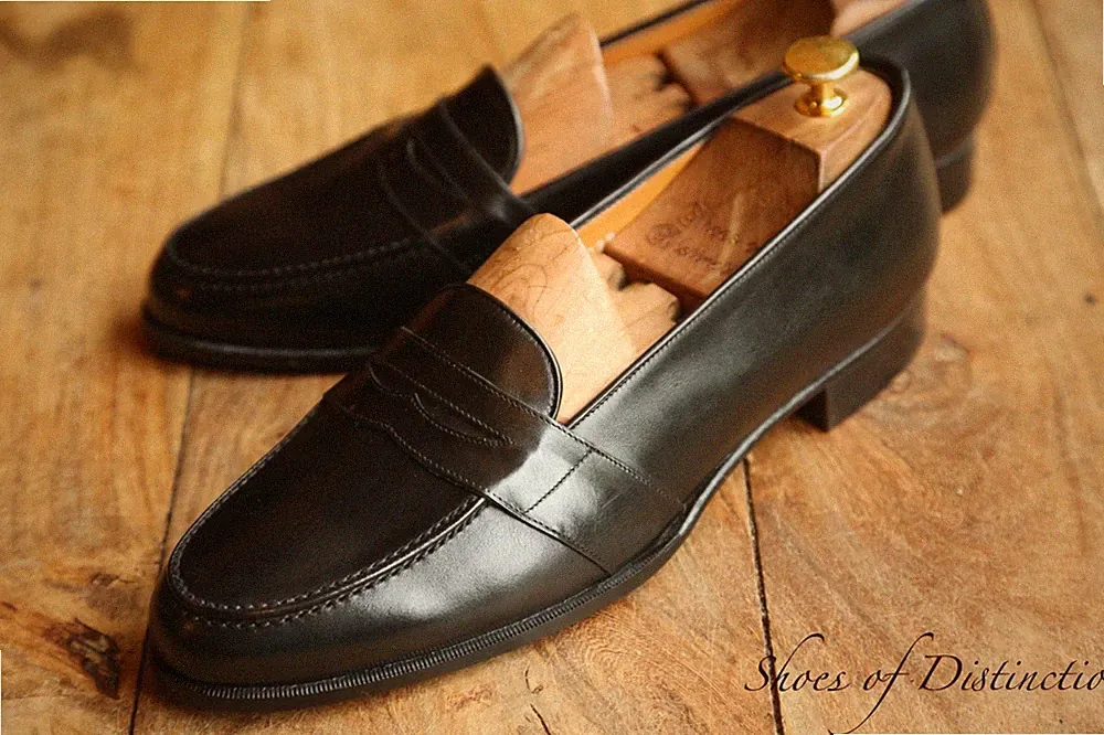 Ralph Lauren Schwarz Leder Penny Schuhe Halbschuhe Herren UK 8 US 9 D EU 42 NEU