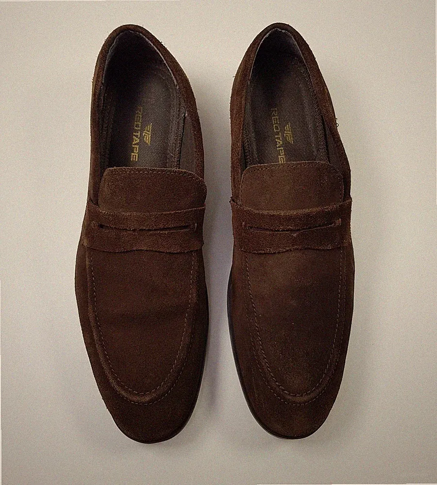 RED TAPE HERREN 9UK EUR43 BRAUN VELOURSLEDER HALBSCHUHE SCHUHE