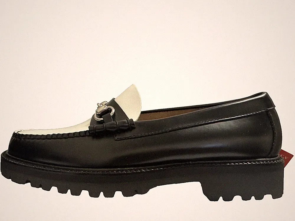 REF H2+ G.H & CO Bass Weejuns 90s Horsebit Loafer Schwarz/Weiß UK 9 US 10 EU 43