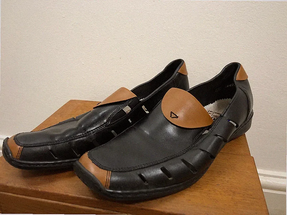 Reiker Schuhe Anti Stress Größe 6 EU 39 Slipper schwarz hellbraun Damen Halbschuh Freizeit