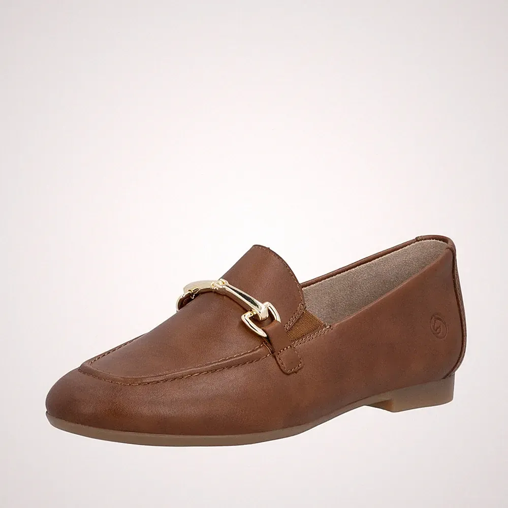 REMONTE Damen Loafer Slipper braun D0K13-24 echt Leder, leicht und lose Einlage