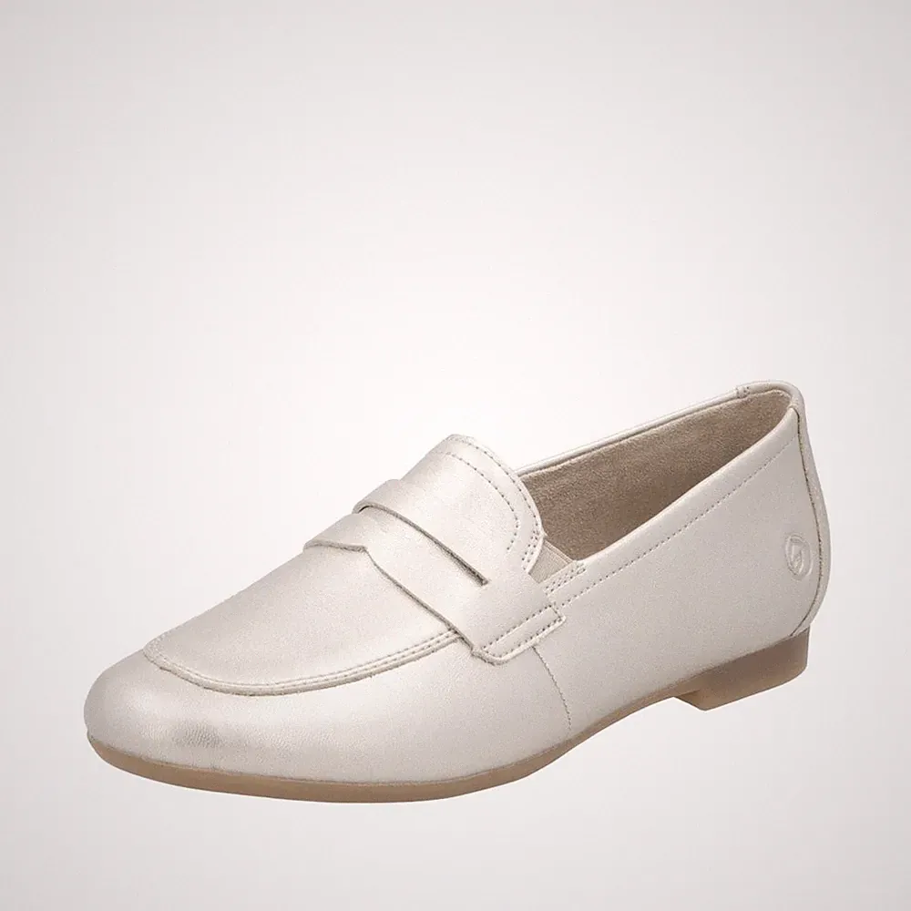 REMONTE Damen Loafer Slipper gold D0K02-90 echtes Leder und lose Einlage
