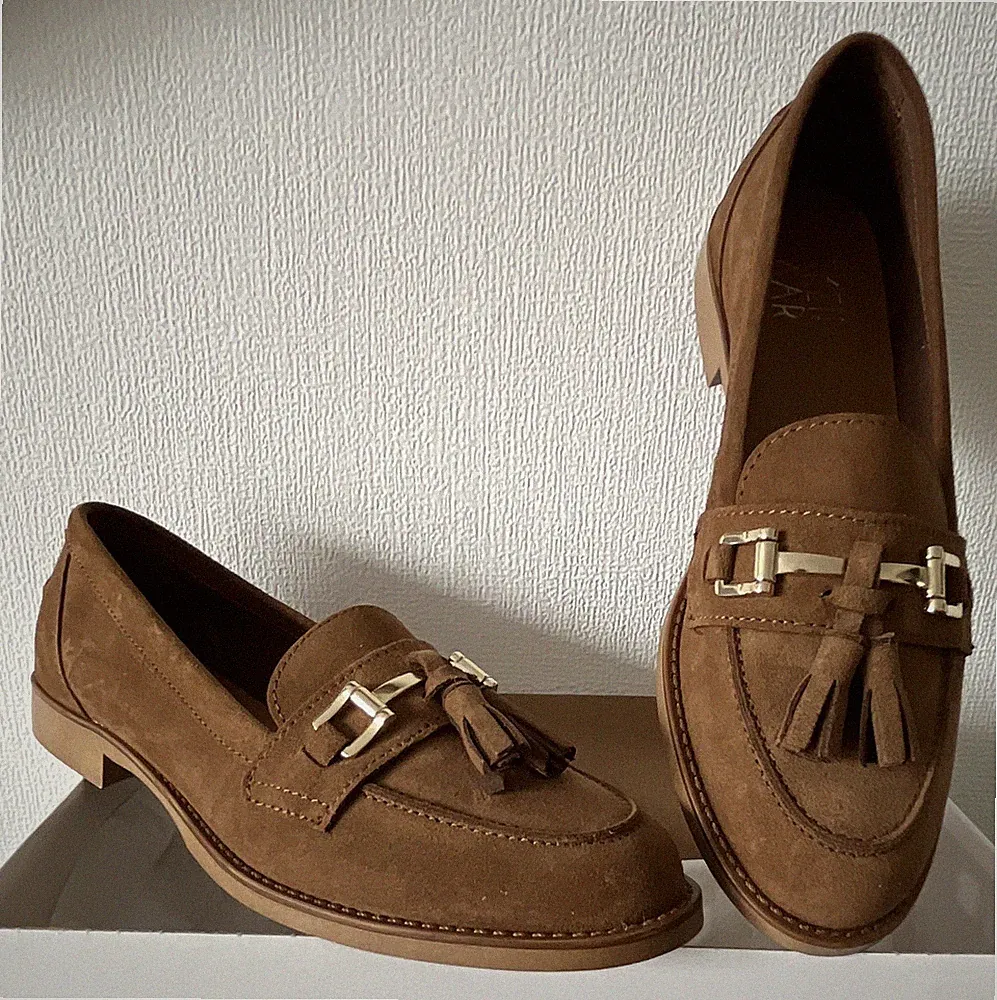 Rennen Maar Damen Slipper Loafer Wildleder Braun EU 39 Quaste Schnalle