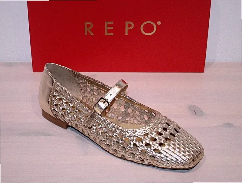 REPO Flecht-Leder Loafer Ballerina Slipper Halbschuh - Made in Italy - Neu !