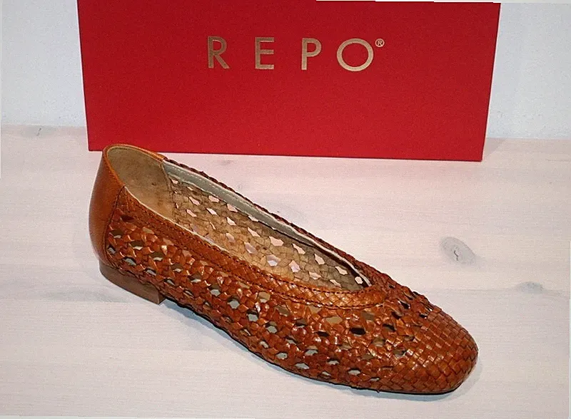 REPO Flecht-Leder Loafer Ballerina Slipper Halbschuh - Made in Italy - Neu !