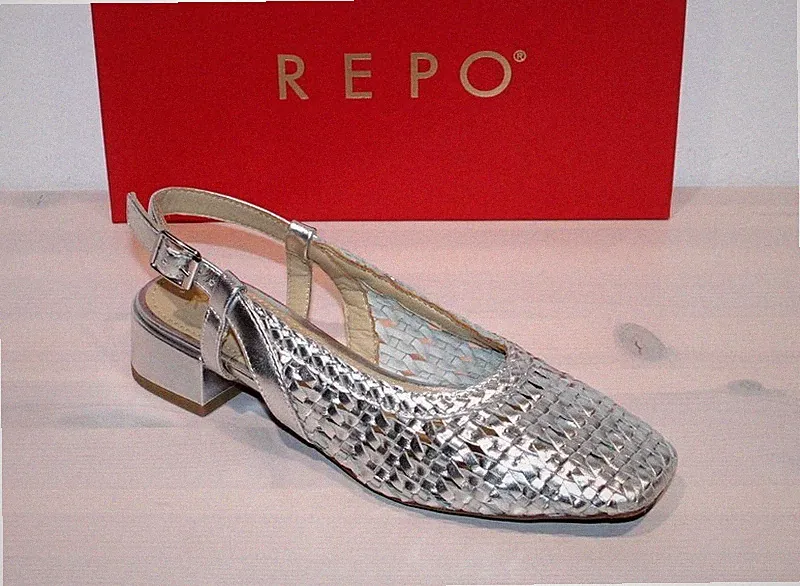 REPO Flecht-Leder Loafer Slingback Slipper Halbschuh - Made in Italy - Neu !