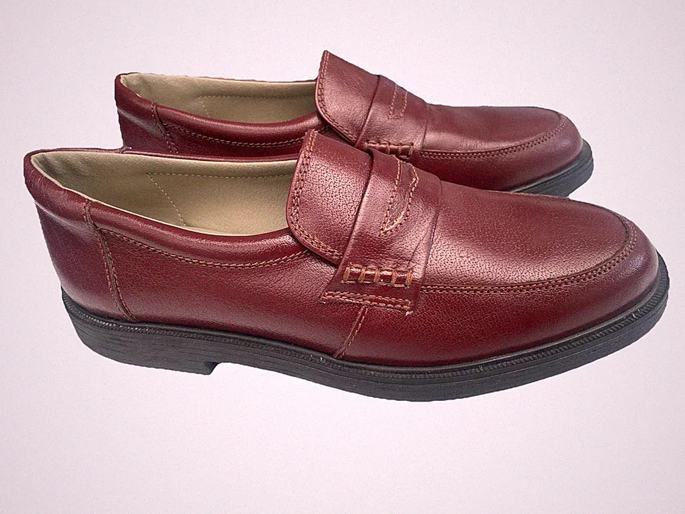 Rex Herren Rot Bordeaux Penny Halbschuhe Slipper Elegant Schuhe Größe 7,5/42/8,5 US