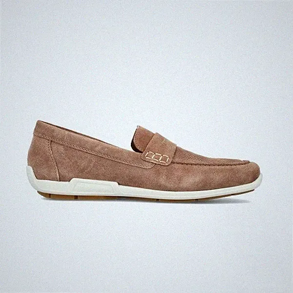 Rieker 09050 Herren Wildleder Slipper Leicht Freizeit Beige Halbschuhe