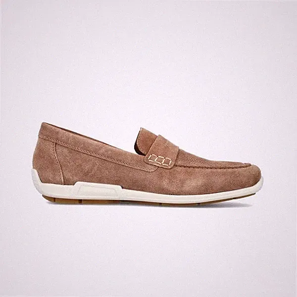 Rieker 09050 Herren Wildleder Slipper Leicht Freizeit Beige Halbschuhe
