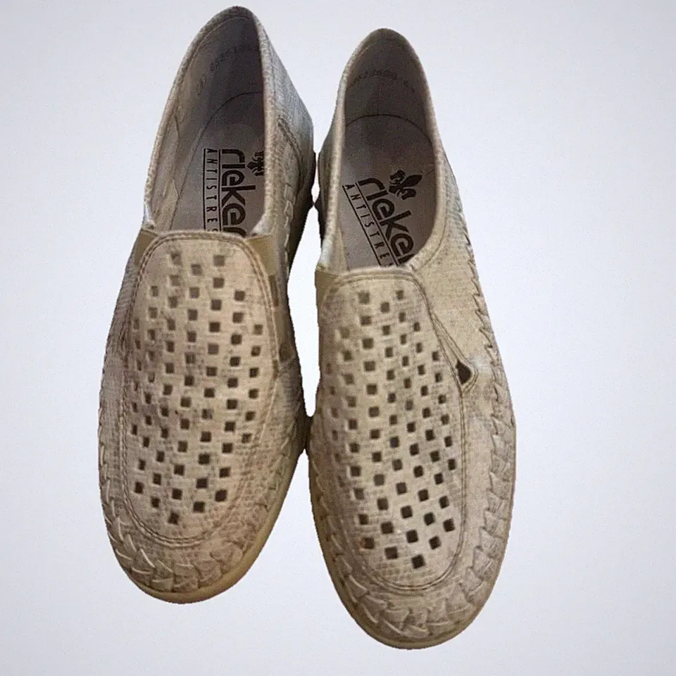 Rieker Antistress Damen Slipper Gr. 37 UK 4 Leder Loafer Bequem