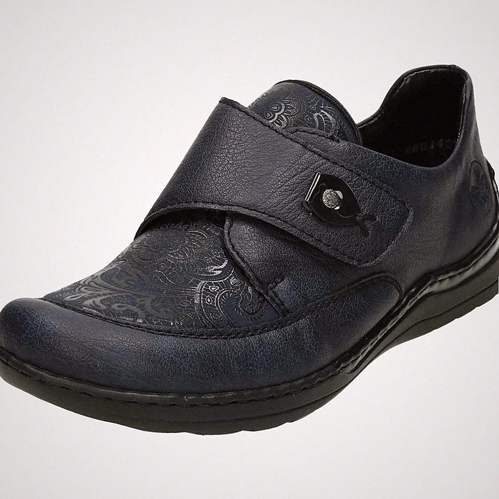 Rieker blaue Loafer weite Passform Schuhe 48951-14 flach bequem Damen marine Pumps Courts